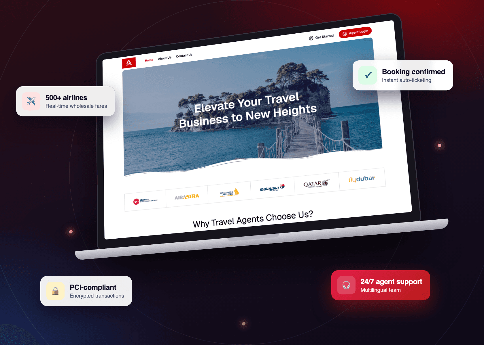 Desktop view of the Air Cloud Tours and Travels platform built by i2G Solutions